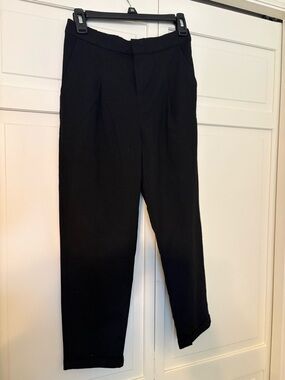 Classic Cropped Cuffed Black Tailored Pants